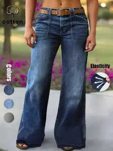 Women's Loose Straight Leg Denim Jeans, Comfortable Casual Style, Perfect for Daily Wear and Outdoor Activities, T-chic