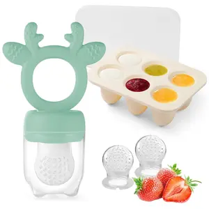 Baby Fruit Food Feeder with Popsicle Mold, Cute Teething Toys Silicone Teethers  Babies 3-12 Months  Baby Feeding Gift