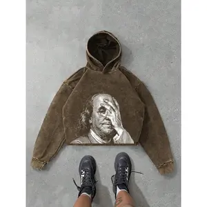 Men's Graphic Print Hooded Sweatshirt, Soft Washed Cotton Fabric, Casual Fitted Style, Comfortable for Spring & Fall Wear