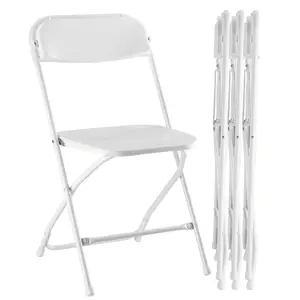 Sweet Furniture S - Plastic Folding Chairs with 330-Pound Capacity, Sturdy Metal Foldable Chairs, Easy to Use and Store