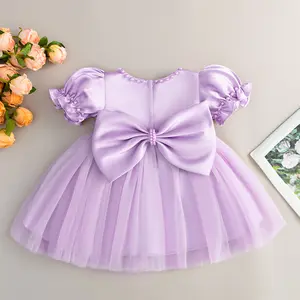 Toddler Baby Flower Girls Dress Wedding Guest Satin Birthday Party Formal Pageant Tulle Dress for Baby Girl Infant Costume