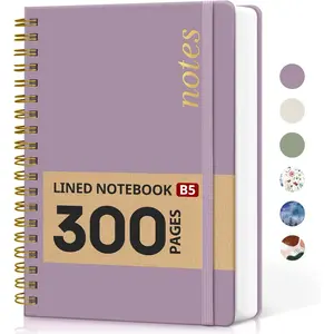 300 Pages Thick B5 Lined Spiral Hardcover Journal Notebook, College Ruled for Writing & Note Taking, Perfect for Work Office Home School Supplies, Purple