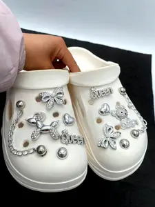 12 Piece Cute Silver Color Sandal Accessories DIY Detachable Bridal Shoe Decorations for Women, Perfect Party Gift, Fun Personalized Footwear