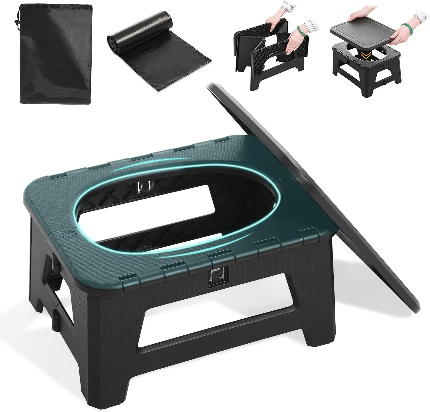 In-car Portable Toilet Collapsible Potty, Emergency Toilet, Temporary Potty For Outdoor Camping, Road Trips, Traffic Jams, Boating And Fishing