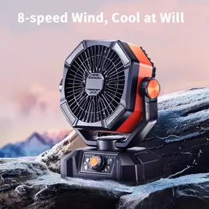 Portable 20,000mAh Camping Fan with 4 LED Lights 8 Speed Settings Rechargeable Battery for Outdoor Adventures Stay Cool & Illuminated