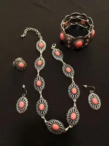 Southwestern Authentic Turquoise Beaded Cluster Jewelry Set - 015