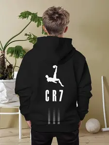 Boys' Fashion Athlete Hoodie, Athletic Hoodie, Casual Fitted Design, All-Over Print, Fall & Winter Wear, Lightweight Fabric, Perfect for Outdoor Activities