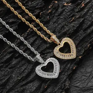 Hollow Heart Rope Chain Zircon Hip Hop Accessories Pendant new Necklace for women