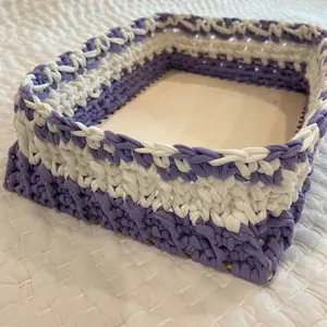 Purple Crochet Storage Basket
