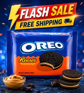 OREO x REESE'S Peanut Butter Creme Chocolate Sandwich Cookies, 12.35 oz Family Pack, Delicious Chocolate Cookie Sandwiches with Creamy Peanut Butter Filling, Perfect Snack for Kids & Adults, Great for Sharing, Parties, Baking & Everyday Treats