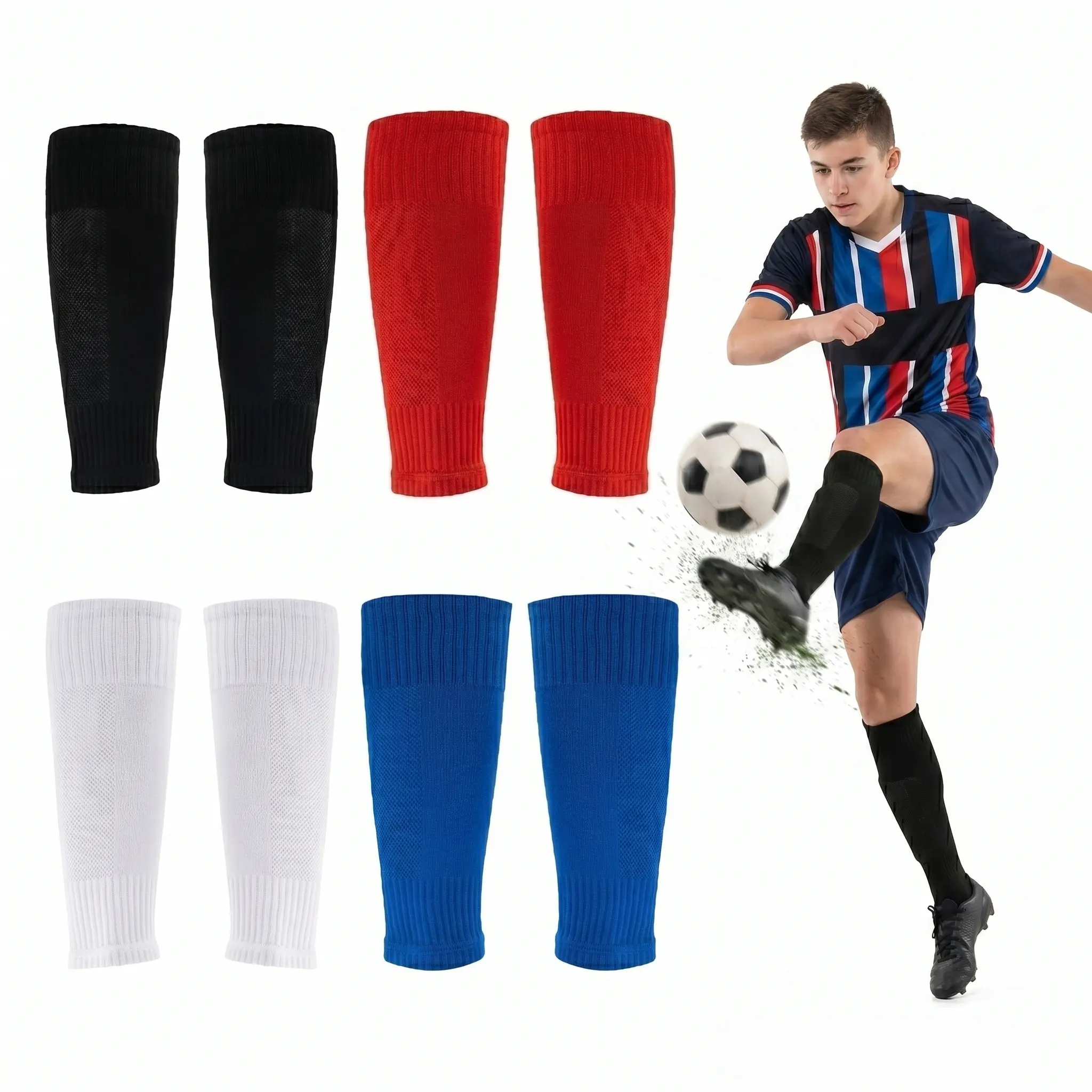 Non-Slip Soccer Calf Sleeves | Breathable Shin Guard Holders for Teens & Adults, Athletic Football Leg Covers