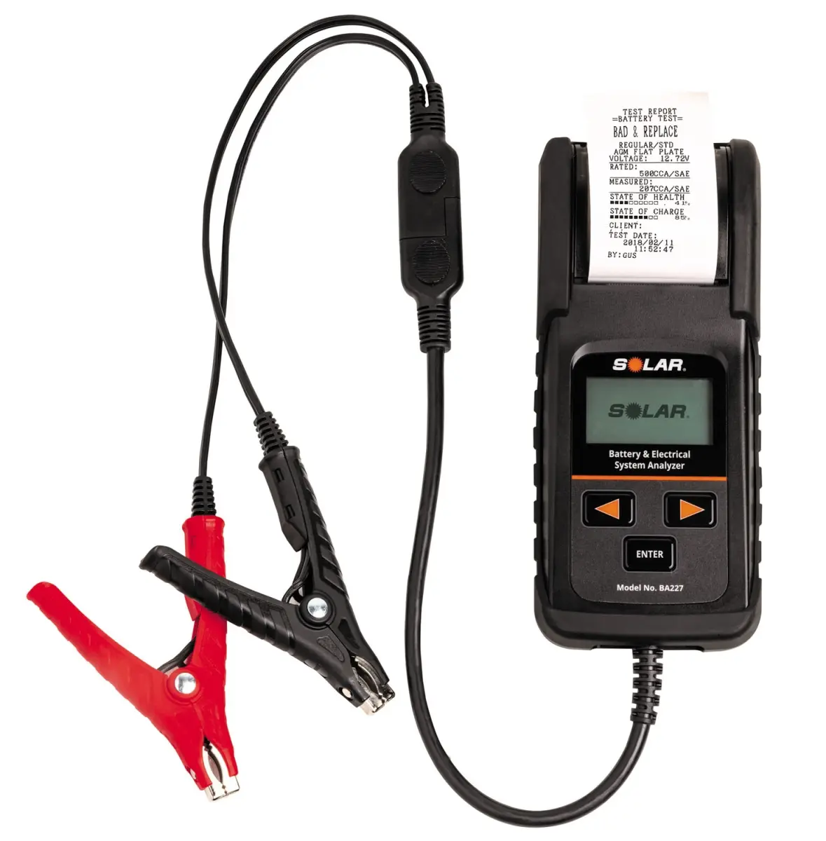 Solar SOL-BA227 Digital Battery & System Tester with Integrated Printer