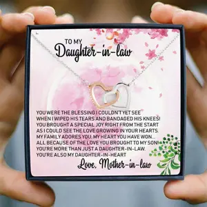 Daughter-In-Law Necklace,  To My Daughter-In-Law Joined Hearts Necklace, Gift For Daughter In Law 952, Beautiful Necklace for Daughter - Perfect Gift for Birthdays, Holidays, or Special Occasions