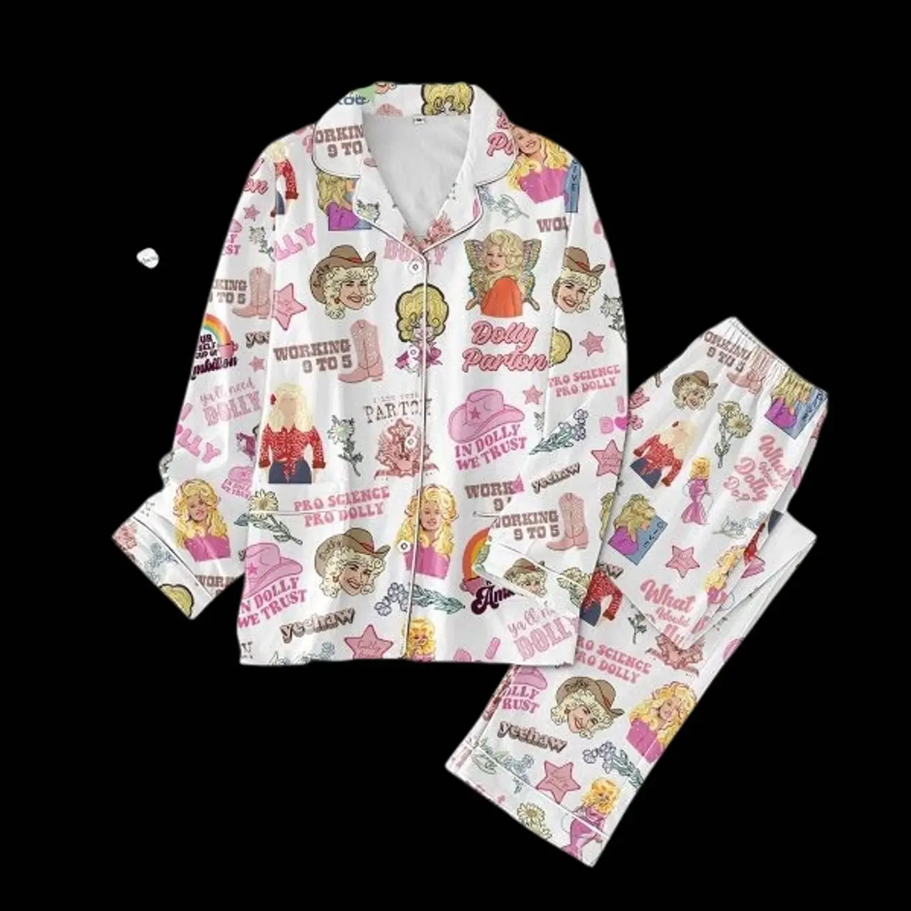 Dolly Parton In Dolly We Trust Polyester Pajamas Set