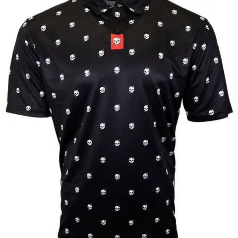 Bolt Skull Patterned Performance Polo