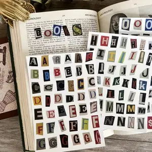181pcs/4 Sheets Vintage Letter Full Set Stickers, Sticker Packs, Vintage Scrapbook Stickers, English Letter Stickers for Scrapbooking Journal Decor DIY Craft