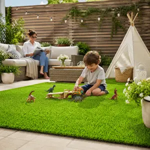 Low Maintenance Artificial Grass Turf, Pet Safe Realistic Fake Grass for Dogs & Kids, 0.78in Thick Dense Synthetic Lawn for Backyards, Gardens, Balconies, Patios, No Mowing Waterproof UV Resistant Easy Install Cuttable Outdoor Decor