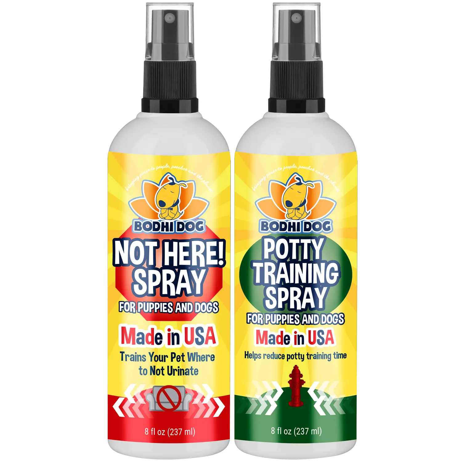 Not Here! Spray & Potty Training Spray - Dog Training Corrector for Indoor/Outdoor Use - Stops Urination & Marking - Housebreaking Solution Bundle for Dogs & Puppies (8 Fl Oz) - Made in the USA by Bodhi Dog