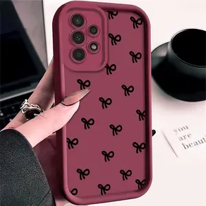 A simple bowknot pattern phone case, TPU shockproof full protection case, suitable for Samsung S21/22/23/24/25/NOTE20 PLUS ULTRA FE A13/14/15/16/17/33/34/35/36/52/53/54, an ideal gift for friends and family, T258