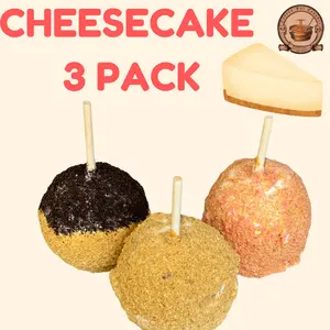 Coppperpot Caramel Gourmet Caramel Apple Cheesecake Flavor 3 Pack : Strawberry Cheesecake, Traditional Cheesecake, & Cookies & Cream Cheesecake.