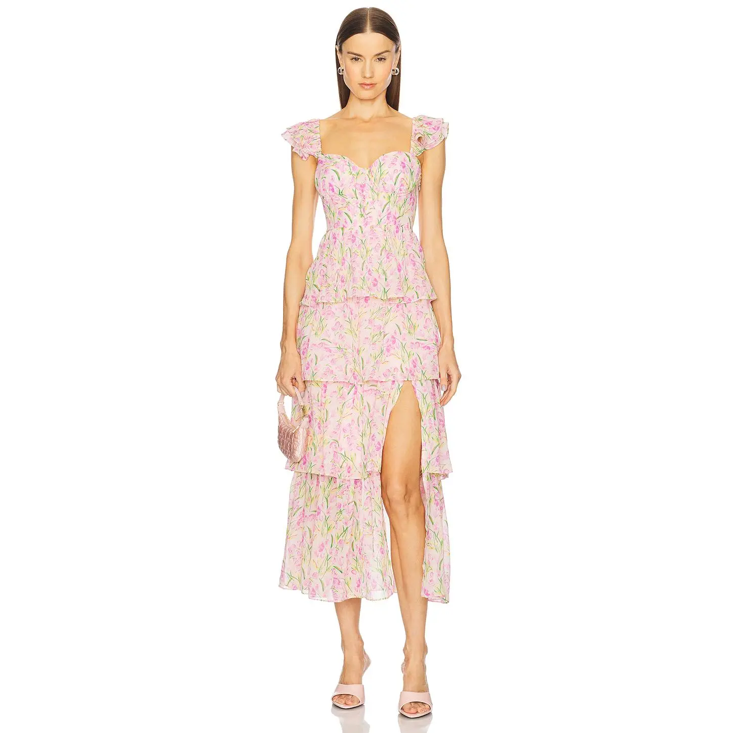 ASTR the Label Midsummer Dress in Pink Multi Floral