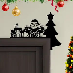 A Santa Claus gift Christmas tree metal Christmas decoration wall stickers door corner decoration Christmas party, bedroom door frame home decoration, door frame art, home decoration, ideal holiday decoration