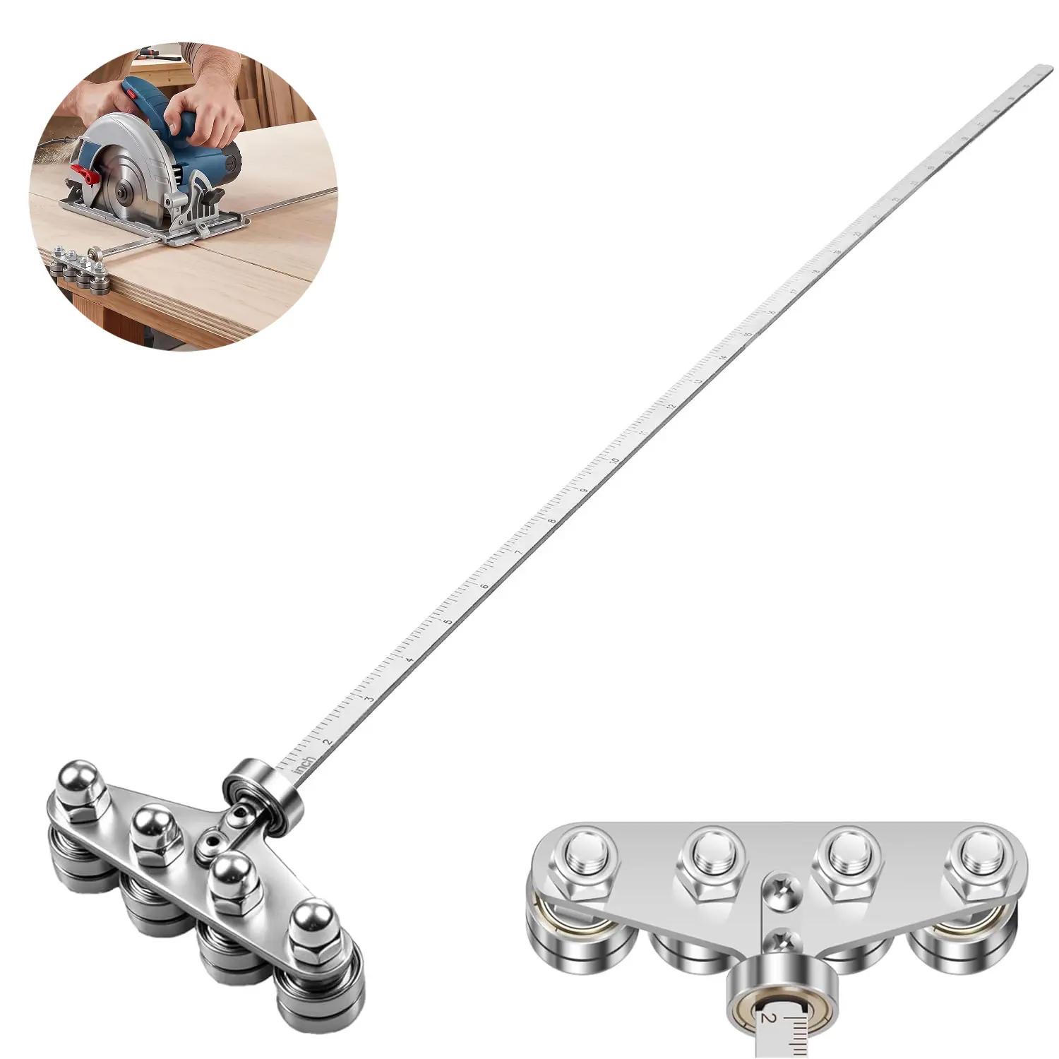 Adjustable Positioning Calipers - Circular Saw Guide Rail Hardware Hand Tool for Precise Measurements, Straight Lines, Easy Wood Cutting, Beginners-Friendly, Easy to Use, Minimalist Design, Improved Efficiency, Ideal for Woodworking