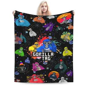 Gorilla Blanket Soft Flannel Blanket for Sofa Bed Warm and Lightweight for Boys Girls Adults 50 Inch X 40 Inch