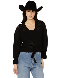 Revel Women's Layer Crochet Long Sleeve Shirt - Bb-11051Swv