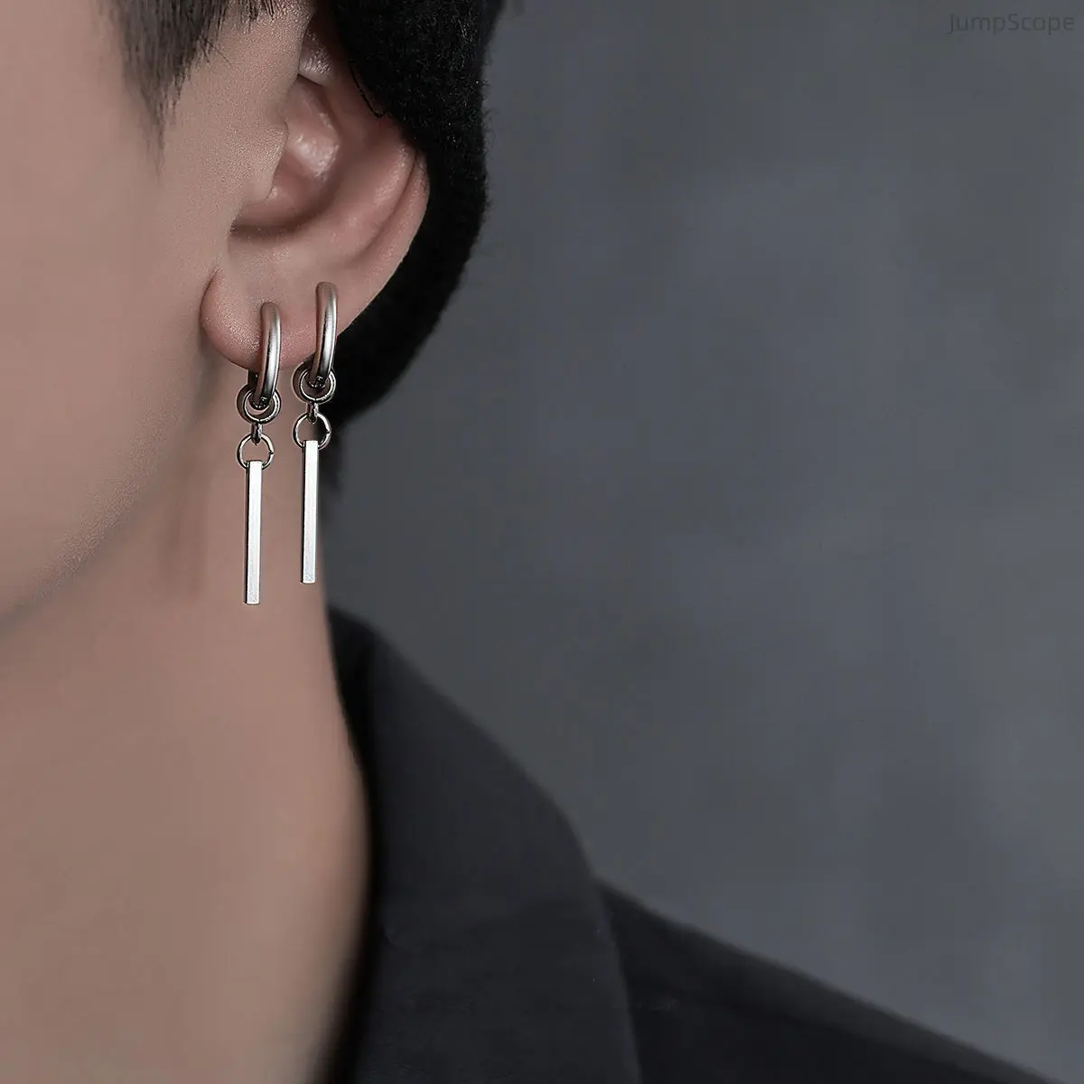 Gothic Stud & Hoop Earrings with Crystal Cross, Hypoallergenic Stainless Steel Unisex Punk Fashion Jewelry, Stud Earrings, Crystal Accent, Cross Motif, Male, Daily, 1 Pair, Men's, Men's Earrings, Multi-Style