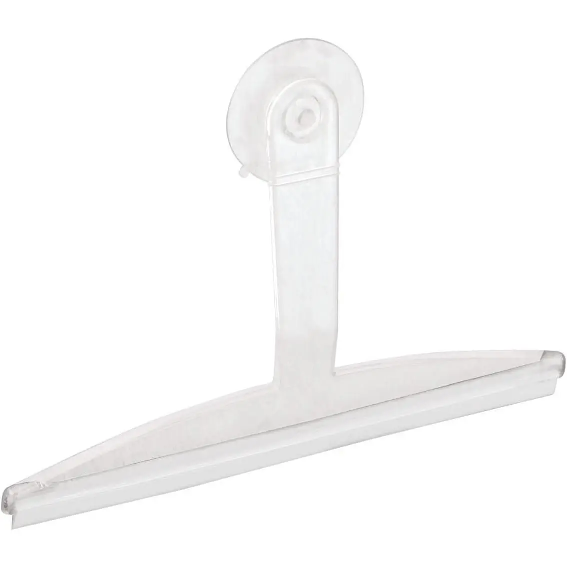 iDesign 22300 Plastic Plastic Suction Squeegee with Storage Hook Shower, Window, and Mirror Accessory for Master, Guest, Kids' Bathroom Cleaning, 12" x 10", Clear