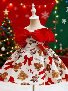 Cute and fun Christmas dress for baby girls with gingerbread man pattern Perfect as a Christmas gift