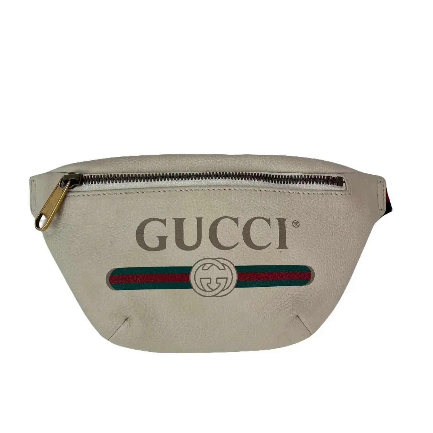 Pre-owned GUCCI leather Belt Bags Logo White Web Belt Sling Bag