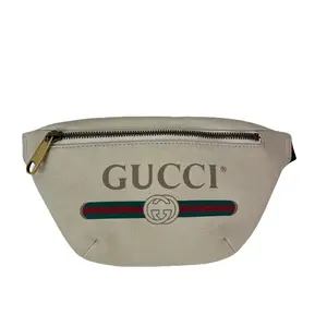 Pre-owned GUCCI leather Belt Bags Logo White Web Belt Sling Bag