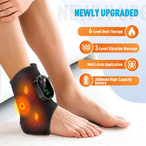Ankle Massager with Heat Vibration, 1 Count Plantar Heel Heating Wrap 6 Temperature Settings, Universal for Left and Right Feet,  Foot Massager