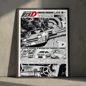 [Sale Up To 50%] Initial D Anime Manga Poster Art Print, Vintage Minimalist Japanese Wall Decor Artwork, Birthday Gift for Anime Fan