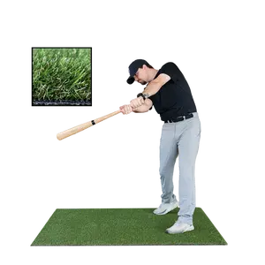 4 x 5 Baseball Stance Mat – Long Pile Turf (1"–2" Variable), Urethane-Coated Backing