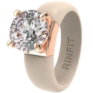 Silicone Ring – 7mm Round Solitaire CZ | Patented Design - GlowStone Collection