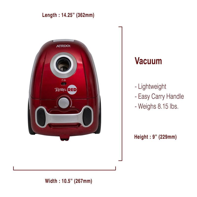 Atrix Rebel Red Vacuum with HEPA Filtration