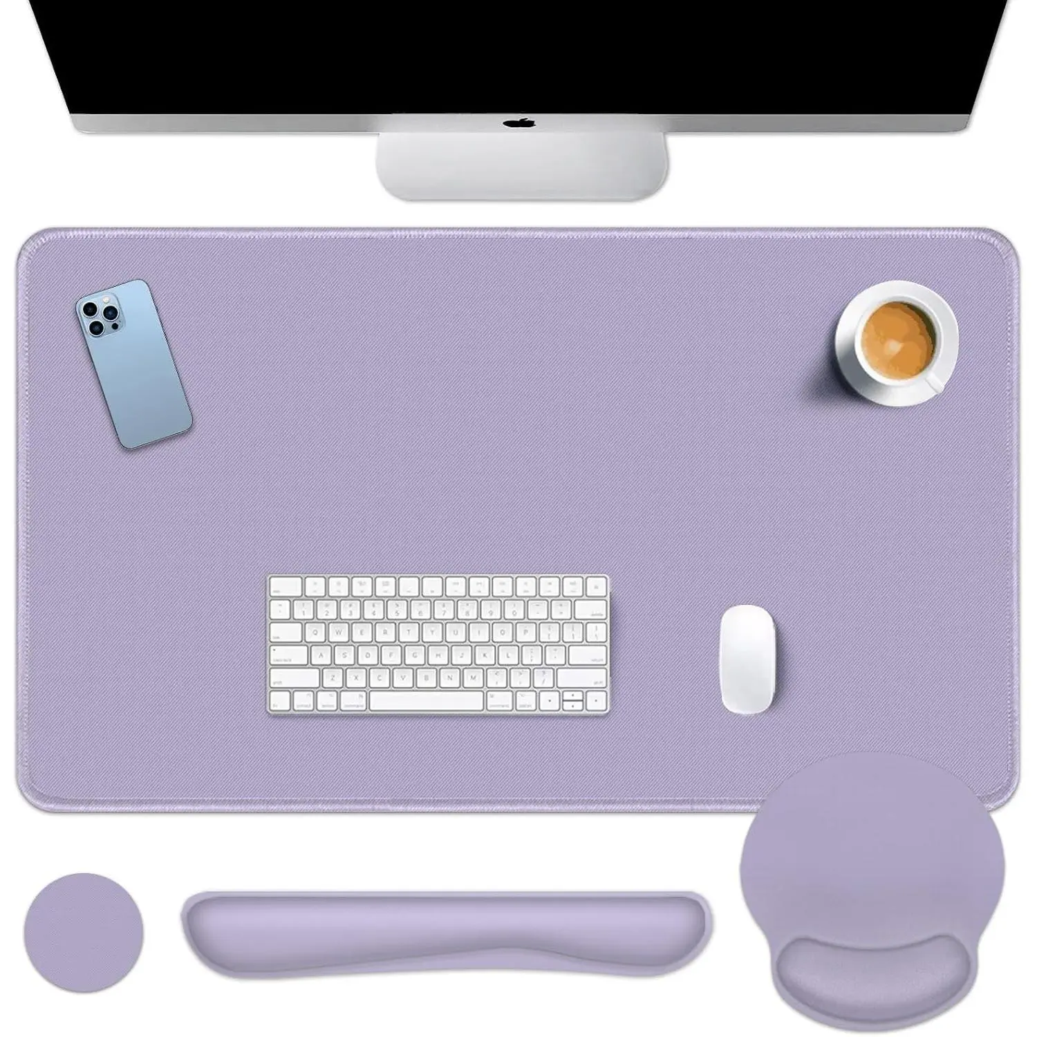 Keyboard  Pad Set 4 in1 Large Mousepad+Keyboard Wrist Rest+ Wrist Rest+Coaster  Design for  Office  35.4x15.7Inches
