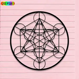 1pc Avant - Garde Metatron's Cube Metal Wall Art, Avant - Garde Metatron's Cube Statue Mural, Iron Craft, Perfect for Gallery, Studio, Office Wall Decor, Intricate Craftsmanship, Artistic Metalwork, Halloween Decor, Ideal Gift for Trend Seekers
