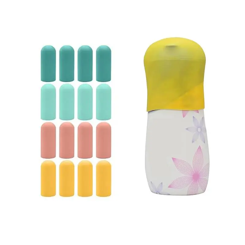 1 set of 16 Silicone Bottle Covers Travel Essentials for Women Men, Beach Vacation Essentials, Travel Size Toiletries Accessories, Travel Bottle Organizer, Cruise Ship Essentials, Must Haves, Leak Proofing