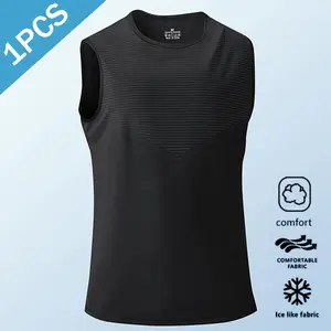 Men’s tops, TK Store, men’s sleeveless sports tank top, breathable ice-feel athletic shirt, lightweight and comfortable muscle fitness shirt, suitable for running and training
