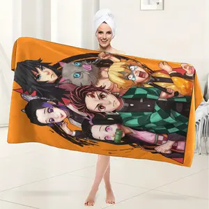 Ghost Slayer Pattern Microfiber Bath Towel/swimming Towel/beach Towel/travel Towels, Quick-Dry Lightweight Soft, Ideal for Bathroom Home Gym Travel Yoga