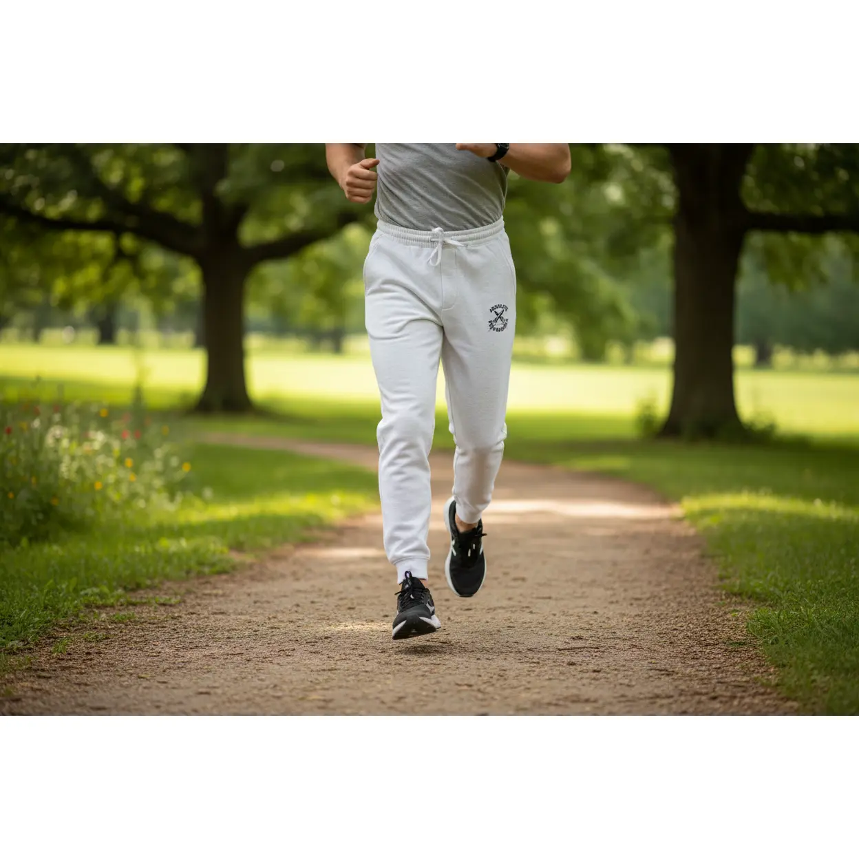 Absolute Missiles Midweight Fleece Joggers - White, Adjustable Drawstring Waist, Side Pockets, Breathable & Durable, Machine Washable