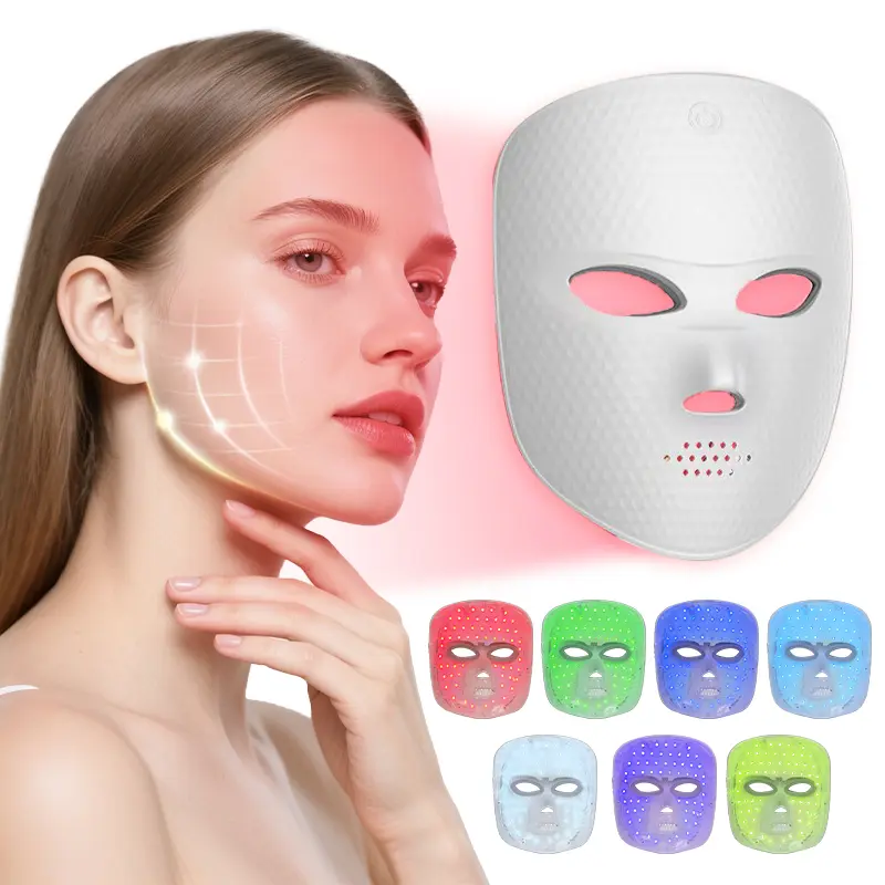 LED Facial Mask, 7 Color Light Skin Care Beauty Mask, Portable Rechargeable Face Mask for Home Skincare Routine, Skin Brightening Facial Care Mask, Comfortable and Easy to Use for Daily Beauty photon skin rejuvenation nourish max