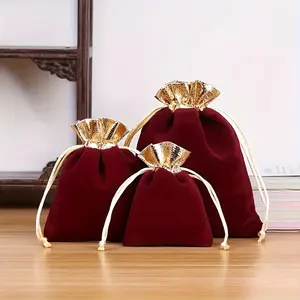Velvet Drawstring Gift Bags with Accents, 3 Sizes for Jewelry, Weddings, Parties, Holiday Gifting, Bulk Pack of 25 Pieces, Party Gift Packs