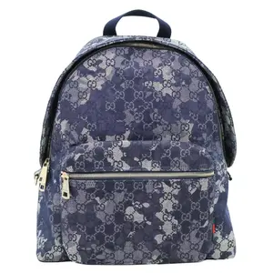 Pre-owned GUCCI Denim Backpacks GG Backpack Navy Blue 849008