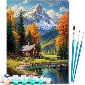 Paint by Number Kits for Adults Beginners, Easy Acrylic Simple Paint by Number Kits, DlY Watercolor Paint by Numbers Kits on Canvas Without Frame for Home Wall Decor Home Decoration 16x20inch