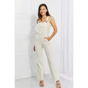Judy Blue Ecru Stretch Bootcut Overalls